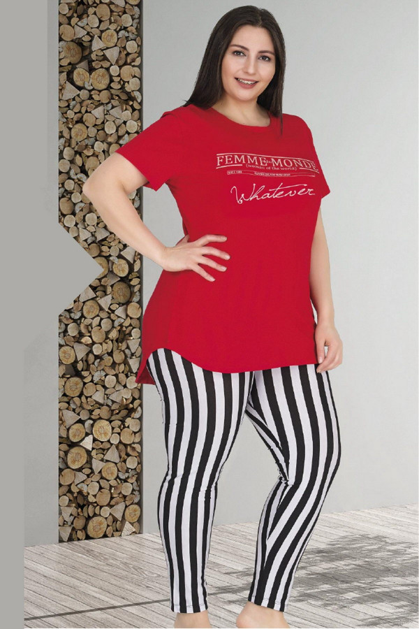 Lady 10795 Büyük Beden Penye Pijama Takımı - Kadın Battal Pijama Takımları