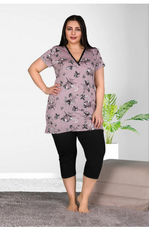 Lady 10526 Büyük Beden Kapri Pijama Takımı Lady 10526 Büyük Beden Kapri Pijama Takımı