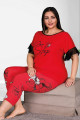 Lady 10535 Büyük Beden Kapri Pijama Takımı - Battal pijama Takımları