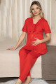 Kadın Kırmızı Lohusa Pijama Takımı Jenika 47191 - Jenika 2 li Kadın Hamile Pijaması
