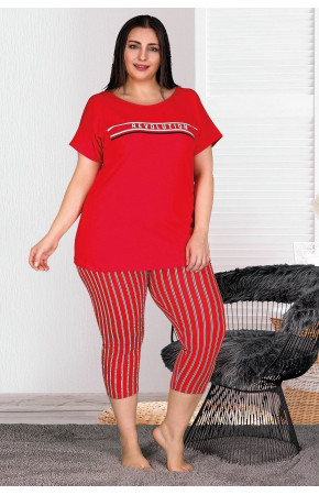 Lady 10538 Büyük Beden Kapri Pijama Takımı - Bayan Battal pijama Takımları