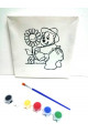 Resimli Tuval 20 x 20 Sevimli Ayı  6lı boya, fırça Boyama seti