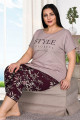Lady 10512 Büyük Beden Çiçek Desenli Kapri Pijama Takımı Lady 10512 Büyük Beden Çiçek Desenli Kapri Pijama Takımı