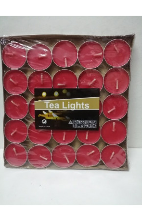 Tealight Mum Kırmızı Renk 50'li Paket