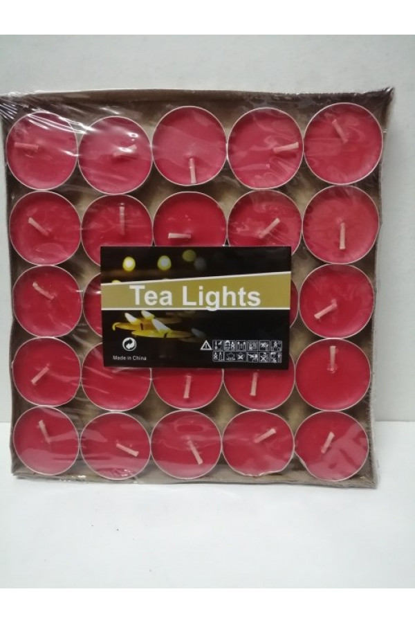 Tealight Mum Kırmızı Renk 50li Paket