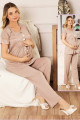 Kadın Bej Lohusa Pijama Takımı Jenika 40635 - Jenika 2 li Kadın Hamile Pijaması