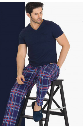 Modal Kumaş Teknur 30805 Lacivert Renk Kısa Kollu Pijama Takımı 