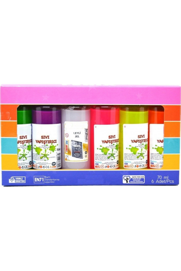 Hayal Sepeti Slime Jeli ve Boraks 5 Renk Slime Jeli + 70ML Sıvı Boraks Seti Slime Malzemesi