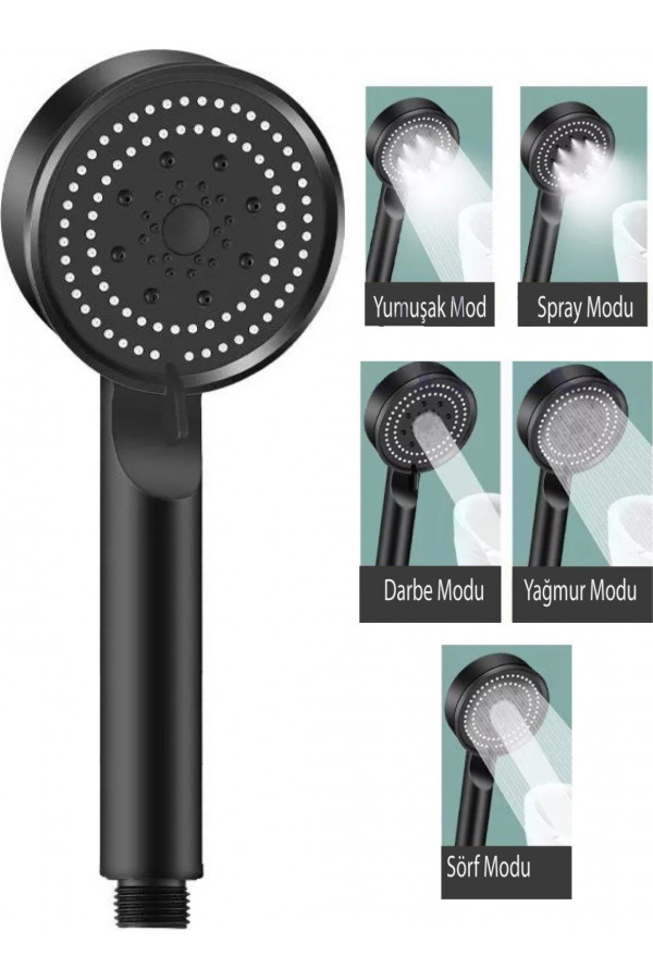 Hayal Sepeti  Siyah Turbo Fan 5 Fonksiyonlu Duş Başlığı El Duşu Hayal Sepeti  Siyah Turbo Fan 5 Fonksiyonlu Duş Başlığı El Duşu