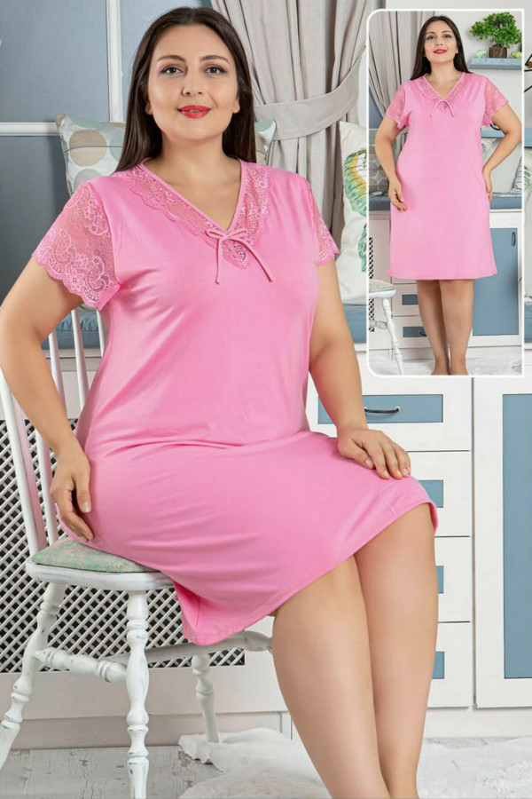 Jenika 42590 Battal Pembe Renk Tunik - Jenika  Büyük Beden Gecelik