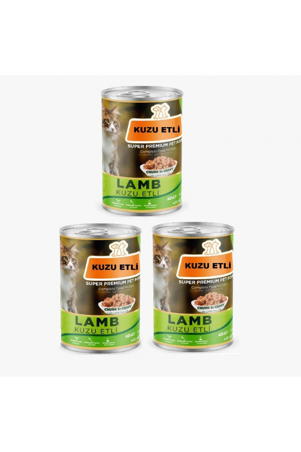 Hayal Sepeti Kedi Konservesi kuzu etli  Sulu Parçalı - 400 Gr (3 ADET)