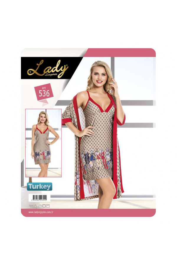 Lady 536 2li Gecelik Sabahlık Set Takım  M-L Standart Beden