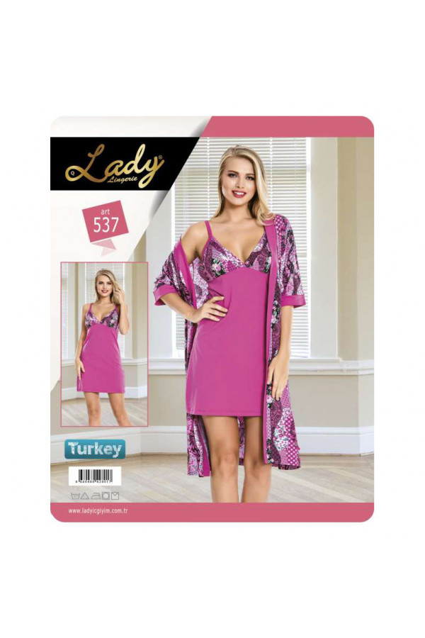 Lady 537 2li Gecelik Sabahlık Set Takım  M-L Standart Beden