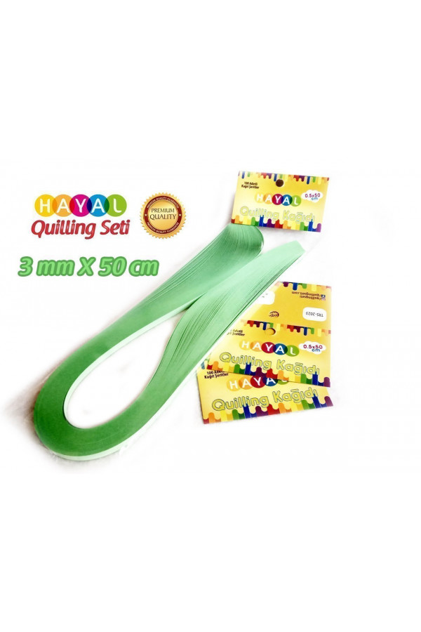 3mm Açık Yeşil Renk Quilling Kağıdı - 100lü