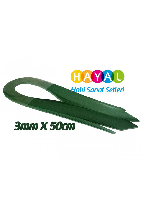 3mm Koyu Yeşil Renk Quilling Kağıdı - 100lü
