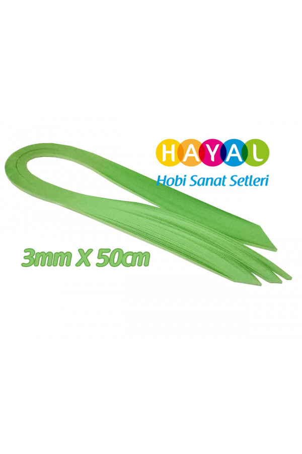 3mm Yeşil Renk Quilling Kağıdı Tek Renk - 100lü