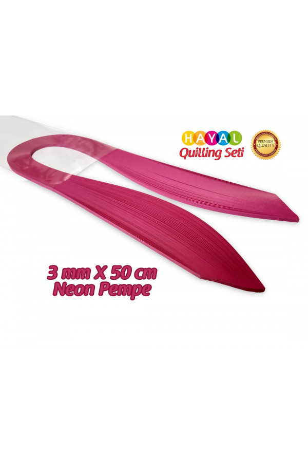 3mm Pembe (Neon) Renk Quilling Kağıdı - 100lü