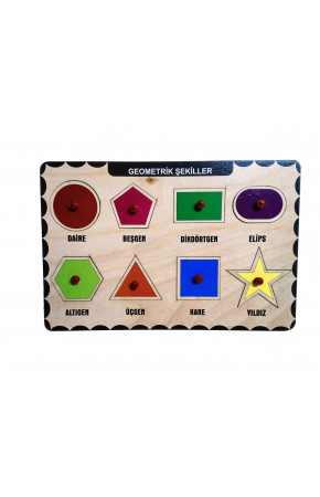 Geometrik Şekiller Tutmalı Bultak Yerleştirmeli Ahşap Oyuncak Geometrik Şekiller Tutmalı Bultak Yerleştirmeli Ahşap Oyuncak