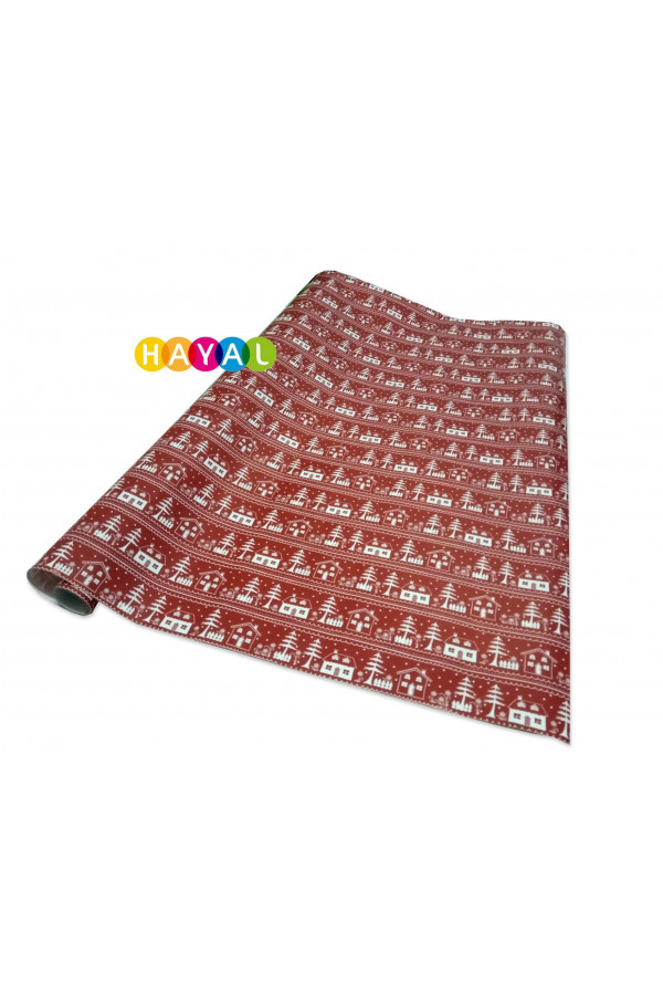 Hediye Ambalaj Kağıdı Rulo 70cmX1.5mt - Evler ve Ağaçlar