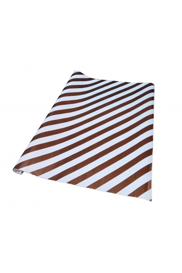 Hediye Ambalaj Kağıdı Rulo 70 cm X 1.5 mt - Kahverengi ve Beyaz Çizgiler Modeli