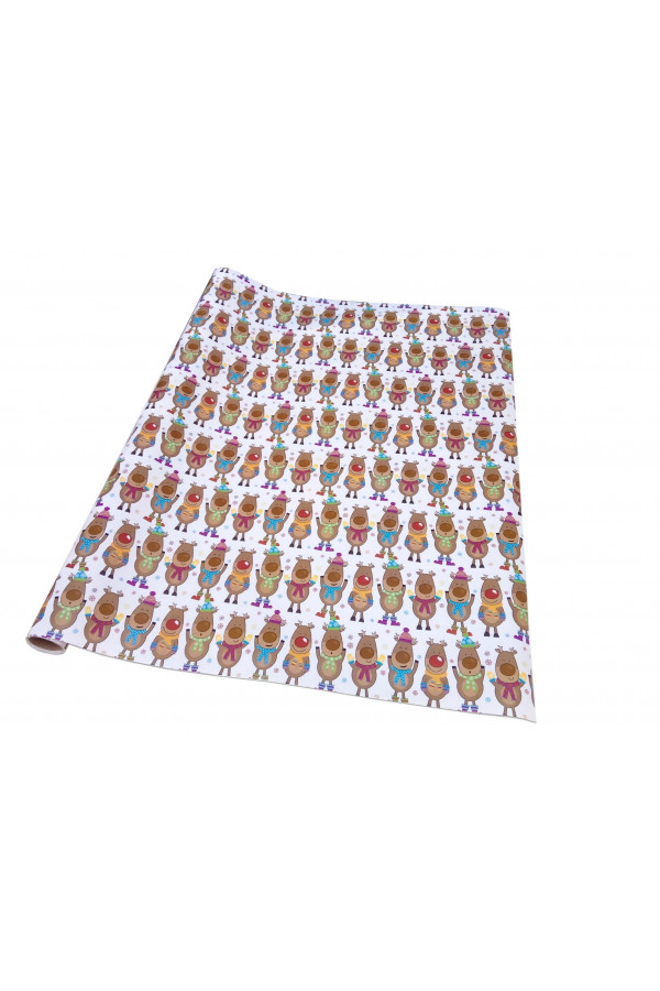 Hediye Ambalaj Kağıdı Rulo 70 cm X 3 mt - Neşeli Geyikler Modeli Hediye Ambalaj Kağıdı Rulo 70 cm X 3 mt - Neşeli Geyikler Modeli