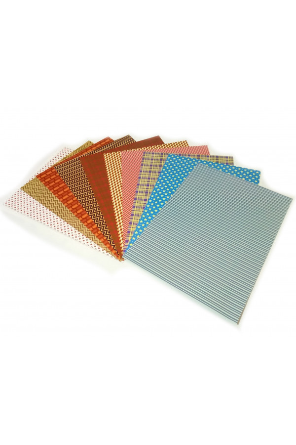 Desenli Fon Kartonu 25 cm x 35 cm - Karışık 10 Farklı Desenli - Seri 3 Desenli Fon Kartonu 25 cm x 35 cm - Karışık 10 Farklı Desenli - Seri 3