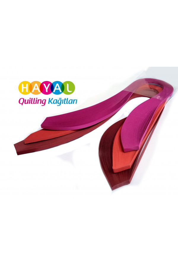 Fuşya, Kırmızı ve Koyu Kırmızı Quilling Kağıdı - 5mm 300lü