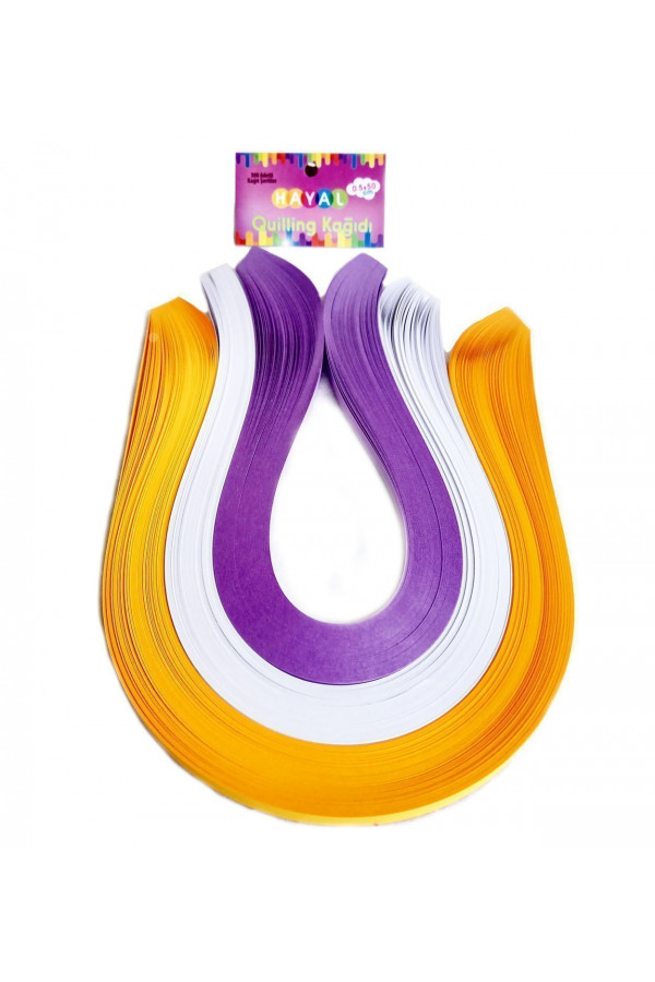 Quilling Kağıdı - Koyu Sarı, Beyaz ve Lila 300lü