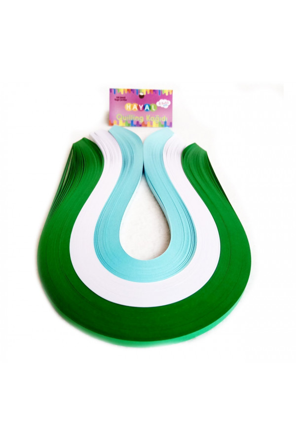 Quilling Kağıdı - Koyu Yeşil, Beyaz ve Açık Mavi 300lü