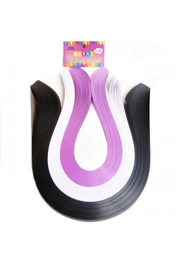 Quilling Kağıdı - Siyah, Beyaz ve Lila 300lü