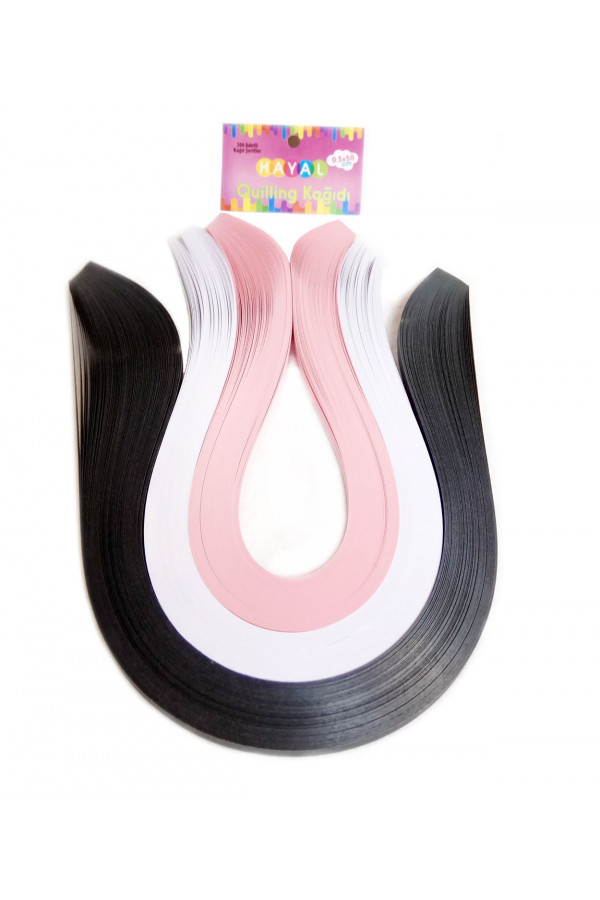 Quilling Kağıdı - Siyah, Beyaz ve Pembe 300lü Quilling Kağıdı - Siyah, Beyaz ve Pembe 300lü