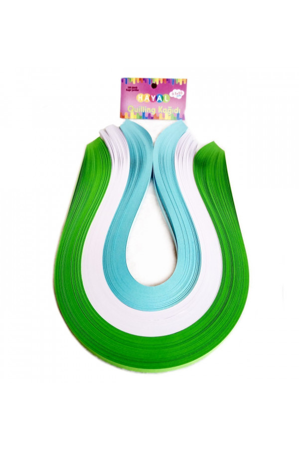 Quilling Kağıdı - Yeşil, Beyaz ve Açık Mavi 300lü