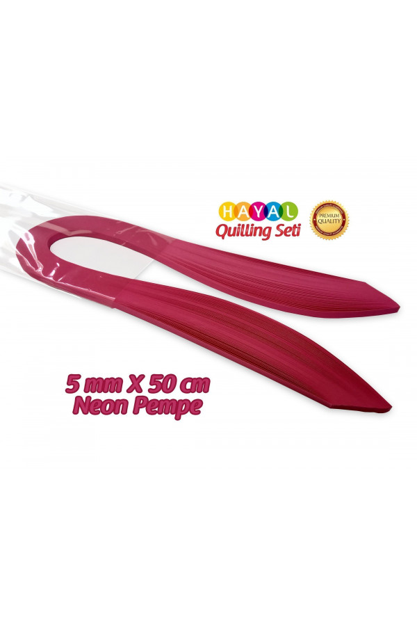 Quilling Kağıdı - Parlak Pembe (Neon) Renk 5mm 100lü